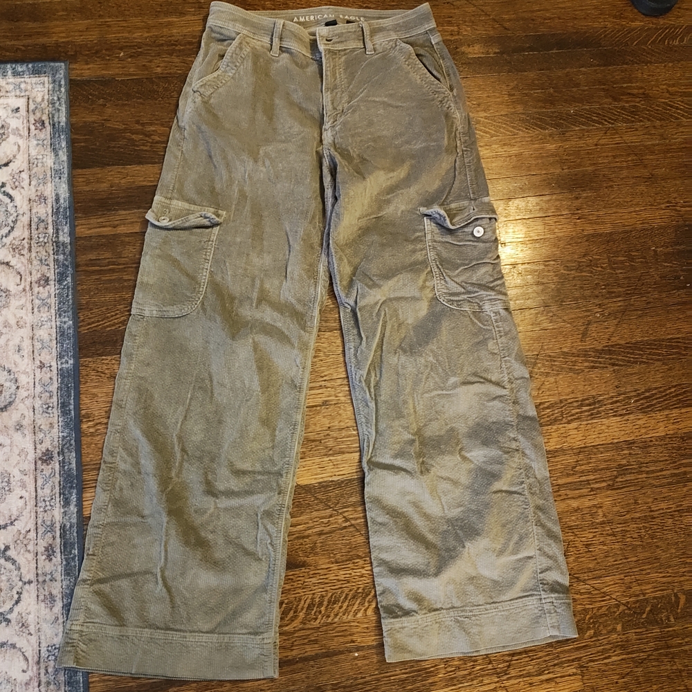 Wide Legged American Eagle Outfitters Khaki Corduroy Pants